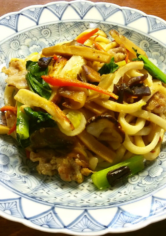 メンマとザーサイの焼きうどん-レシピのメイン写真