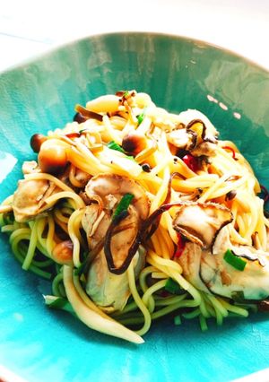 レンジで簡単！糖質0麺で牡蠣の和風パスタ-レシピのメイン写真