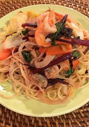 ビーツの海鮮和風パスタ-レシピのメイン写真