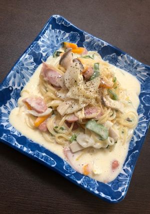 ワン鍋パスタ♡クリームパスタ♡時短♡簡単-レシピのメイン写真