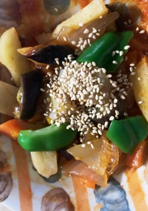 全てレンジごろごろ野菜肉なしチリ麻婆春雨-レシピのメイン写真