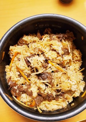 もっちり美味しい♪牛ごぼうの甘辛おこわ-レシピのメイン写真