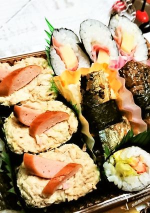残り物で超~節約!【節約寿司5種盛弁当】-レシピのメイン写真
