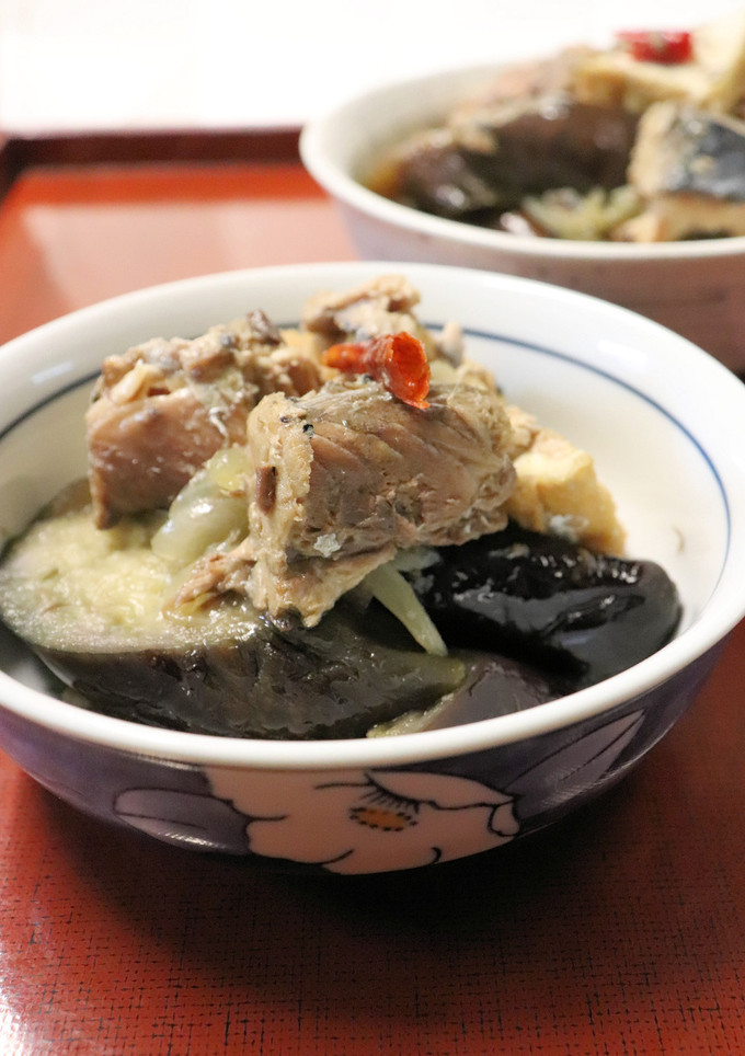 さば水煮缶とレンジ茄子と厚揚げの炒め煮-レシピのメイン写真