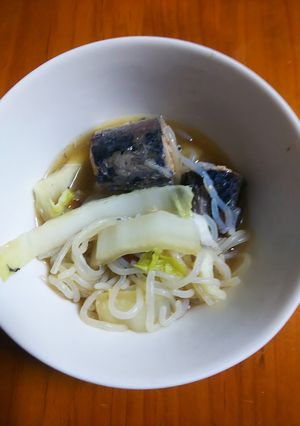 さばの水煮缶と白菜の煮物 味付は醤油だけ-レシピのメイン写真