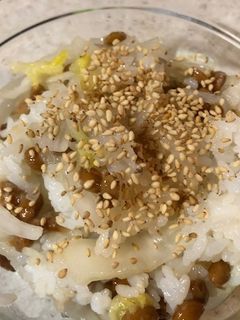 納豆と白菜の漬物の混ぜご飯-レシピのメイン写真