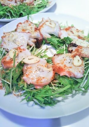 ごま油〜♡タコと水菜の簡単カルパッチョ-レシピのメイン写真