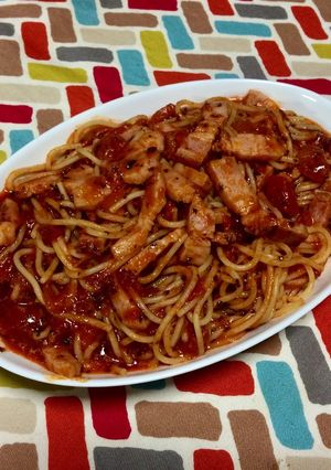超簡単☆ベーコンの旨味バジルトマトパスタ-レシピのメイン写真