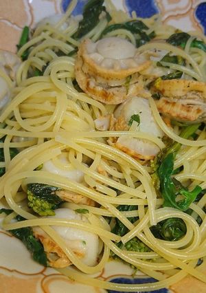 ホタテと青菜のレモンバター醤油パスタ-レシピのメイン写真