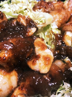 【バカ料理】鶏肉の豚肉巻き ぽん酢ソース-レシピのメイン写真