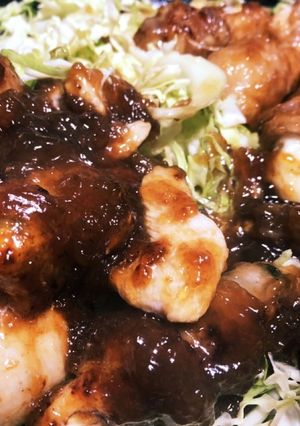 【バカ料理】鶏肉の豚肉巻き ぽん酢ソース-レシピのメイン写真