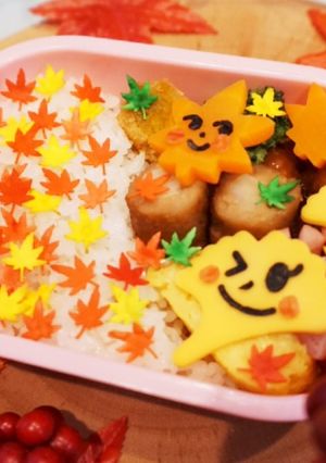 秋 紅葉弁当 モミジいっぱい イチョウ-レシピのメイン写真
