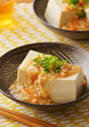 炊飯器でつくる鶏そぼろのあんかけ豆腐-レシピのメイン写真