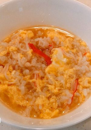 簡単4分！カニかまと玉子の雑炊？おじや-レシピのメイン写真
