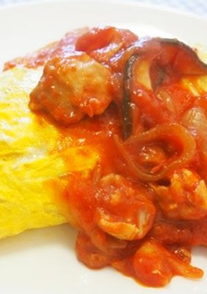 チキントマト煮かけオムライス♪-レシピのメイン写真