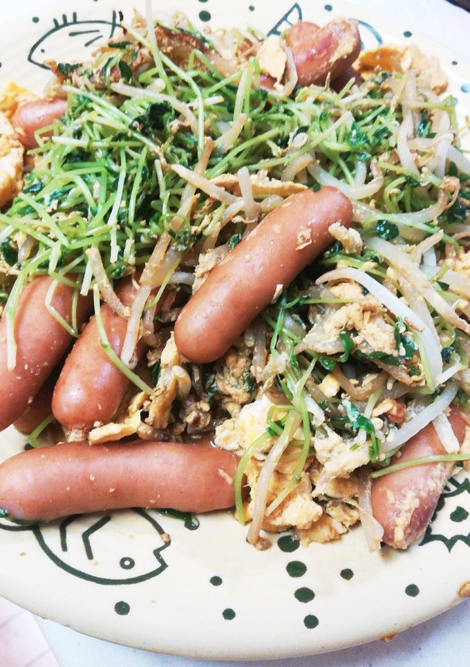 ☆豆苗もや玉とウインナーの中華炒め☆-レシピのメイン写真