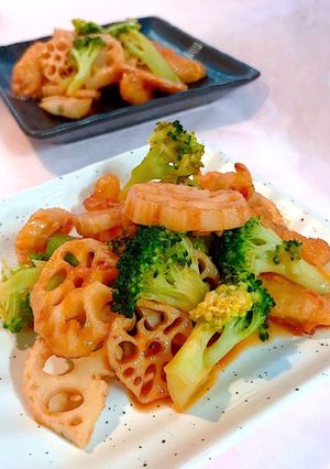 レンチン蓮根とすずきの唐揚げの甘酢炒め-レシピのメイン写真
