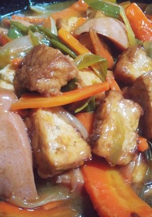 簡単甘酢あんかけ(厚揚げ豆腐ウインナー)-レシピのメイン写真