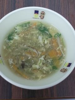 めかぶと水菜のかきたま汁@つくば市学校-レシピのメイン写真