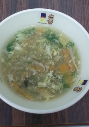 めかぶと水菜のかきたま汁@つくば市学校-レシピのメイン写真