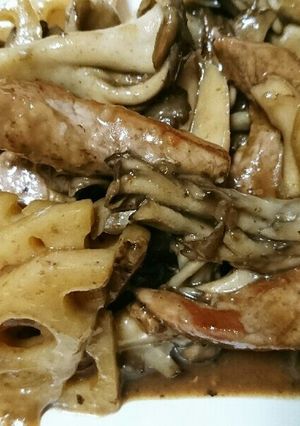 豚ヒレ肉と舞茸と蓮根の甘辛炒め-レシピのメイン写真