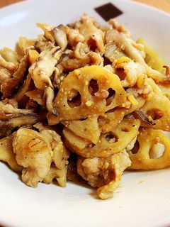 豚バラ肉と蓮根・舞茸の味噌炒め-レシピのメイン写真