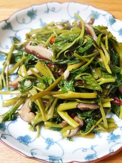 簡単!空芯菜と椎茸の中華炒め♪-レシピのメイン写真