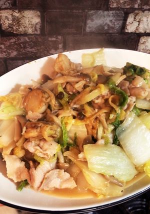 ベビーホタテと豚肉白菜のにんにく炒め-レシピのメイン写真