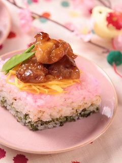 ひな祭り♪鶏照り焼きのひし形寿司-レシピのメイン写真