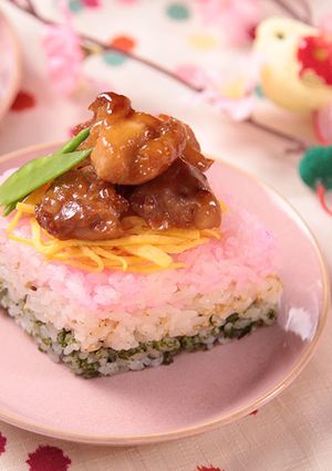ひな祭り♪鶏照り焼きのひし形寿司-レシピのメイン写真