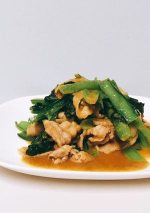 豚バラと小松菜のカレーみそ炒め-レシピのメイン写真