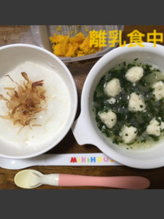8ヶ月☆お粥と鶏団子のスープ-レシピのメイン写真