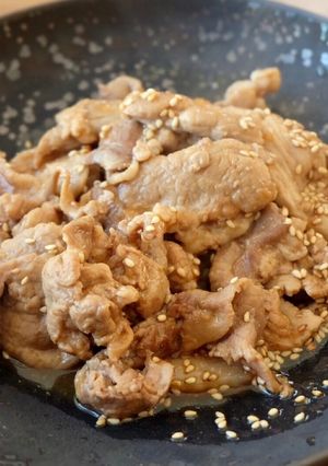 【時短5分】豚こまの甘酢ごま焼き♪-レシピのメイン写真