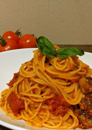 ピリ辛いわしのトマトパスタ-レシピのメイン写真