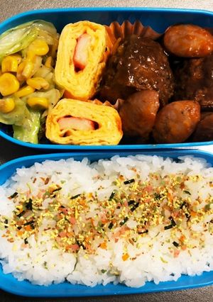 息子弁当♥少しは野菜も食え！キャベツ食え-レシピのメイン写真