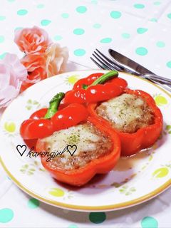 クリスマス♡パプリカハンバーグ♡-レシピのメイン写真