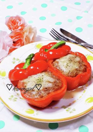 クリスマス♡パプリカハンバーグ♡-レシピのメイン写真