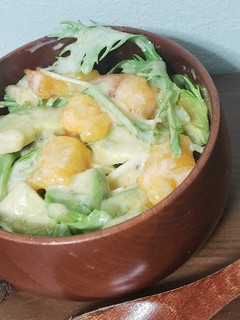 完熟柿、アボカド、水菜のヨーグルトサラダ-レシピのメイン写真