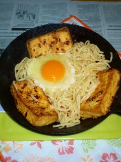 アヒージョ炒めの短冊絹厚揚げで焼きうどん-レシピのメイン写真