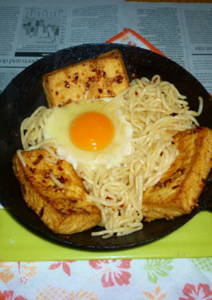 アヒージョ炒めの短冊絹厚揚げで焼きうどん-レシピのメイン写真