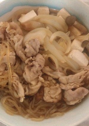 湯がけからの豚肉のレンチンすき焼き風煮-レシピのメイン写真
