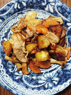 豚肉とサツマイモとエリンギの甘辛炒め-レシピのメイン写真