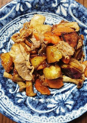 豚肉とサツマイモとエリンギの甘辛炒め-レシピのメイン写真