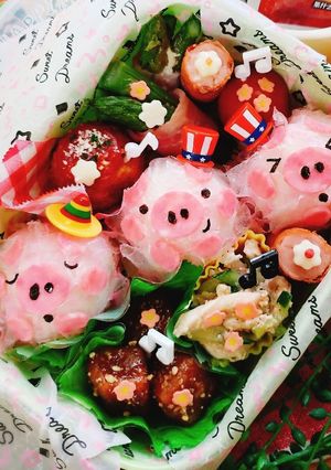 ピンクのけずりかまぼこで三匹のこぶた-レシピのメイン写真