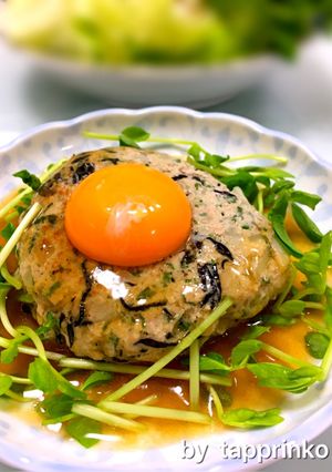 簡単 和風豆腐月見ハンバーグ パン粉なし-レシピのメイン写真