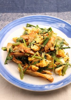 簡単!野菜天と春菊の味噌炒め-レシピのメイン写真