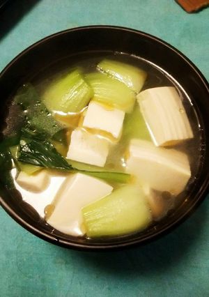 時短簡単手抜きチンゲン菜豆腐スープだぜ-レシピのメイン写真