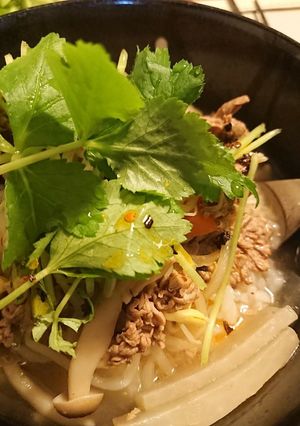 ほっこり☆野菜たっぷり牛肉スープ(雑炊)-レシピのメイン写真