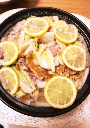 腸まで届く卵焼き豚バラ白菜の塩レモン鍋-レシピのメイン写真