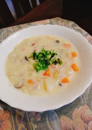 たっぷり野菜のクラムチャウダー風(豆乳)-レシピのメイン写真